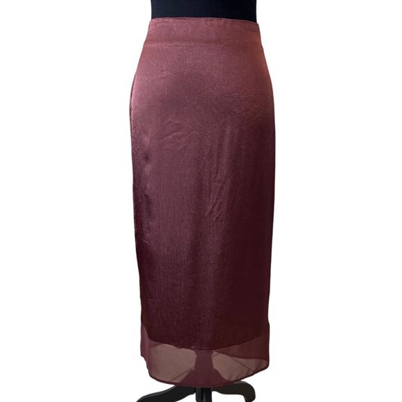 PLEIONE ANTHROPOLOGIE Women's Mauve Sheer Hem Pencil Skirt Size M - Picture 1 of 4